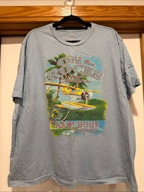 George Light Blue Short-Sleeve Tee with Yellow Seaplane Graphic
